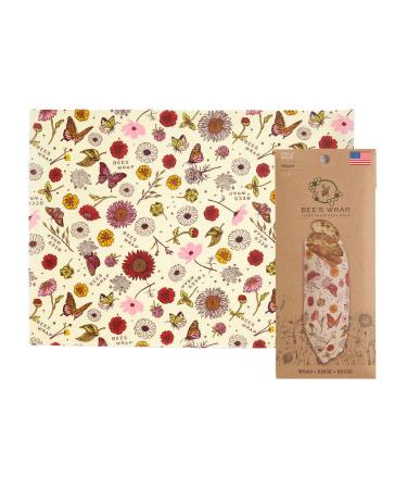 Bee's Wrap - Vegan Bread Wrap - Made in the USA with Certified Organic Cotton - Plastic and Silicone Free - Reusable Eco-Friendly Plant-Based Food Wrap - Meadow Magic Print