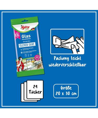Poliboy XXL Glass Wet Wipes - Streak-Free Quick Cleaning | 5x24 Individually Wrapped Towels | Made in Germany - Perfect for Everyday Use - Buy Online on GoSupps.com