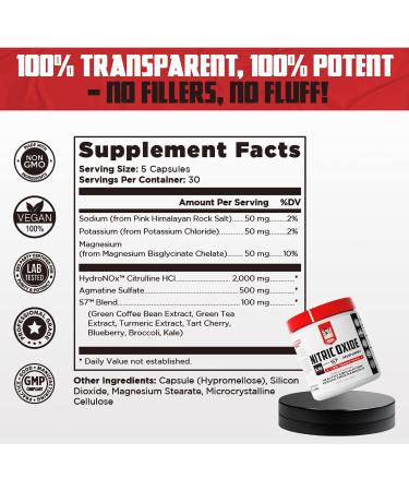 Old School Labs Nitric Oxide Booster for Men & Women Pre-Workout Supplement with HydroNOx Citrulline HCl & S7 Blend for Enhanced Blood Circulation Muscle Pump & Endurance - 150 Vegan Capsules 150 Count (Pack of 1) - Buy Online on GoSupps.com