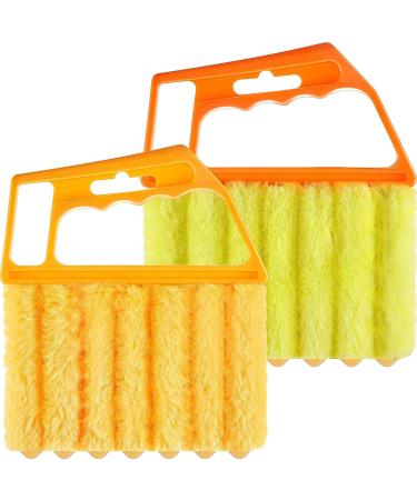 2 Pcs Blind Cleaner - Washable Window Blind Cleaner Duster Tool, Hand-Held Blind Duster for Wood Dlinds Mini Duster Brush Blind Dust Cleaner Venetian Shades Brush Window Air Conditioner Duster Dirt Orangeyellow