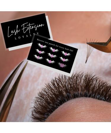 Lash Extension Loyalty Punch Cards | 50 Pack | Eyelash False 2x3.5 inches | Minimalist Black and White Design | Ideal for Aftercare Instructions | Perfect Match for Lash Artists - Buy Online on GoSupps.com