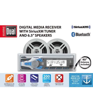 Dual Electronics Marine Stereo with Bluetooth & SiriusXM Tuner, 2 Speakers & Antenna - WCPSX422BT - Buy Online on GoSupps.com