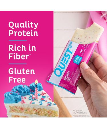 Quest Nutrition Birthday Cake Protein Bars 20g Protein 4g net Carbs 1g Sugar Gluten Free Keto Friendly 4 Count - Buy Online on GoSupps.com