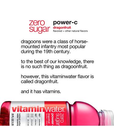 Vitaminwater Zero Power-C Dragonfruit 20 Fl Oz (12 Pack) with Electrolytes & Vitamins B5, B6, B12 - Buy Online on GoSupps.com