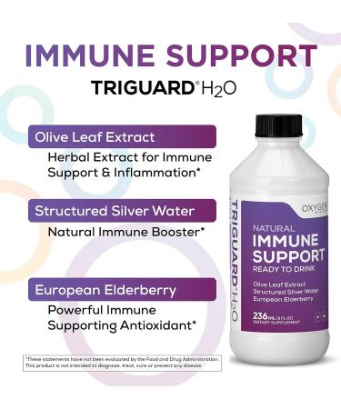Triguard Plus Immune Support - Colloidal Silver Elderberry & Olive Leaf Extract | 3-in-1 Liquid Booster | Great Taste - 8oz | Made in USA - Buy Online on GoSupps.com
