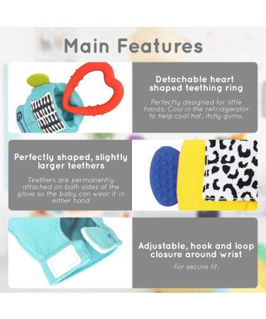 Gummee Glove Baby Teething Mitten - Detachable Teething Toy for 3-6 Months - Premium Black/White Teething Glove for Babies - Buy Online on GoSupps.com
