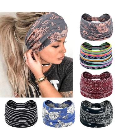 Propog hair band women's headband women summer elastic hair straps women wide frontal ligaments yoga hair rack headband boho hair accessories 6 pieces Bohemia