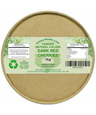 Natural Health 4 Life Cake Baking Ingredients Candied Natural Colour Dark Red Glace Cherries 1 kg in Recyclable Tub (1 Tub) 1kg - Buy Online on GoSupps.com