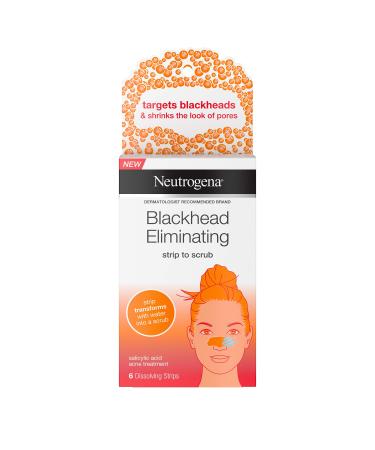 Neutrogena Blackhead Eliminating No Pull Cleansing Pore Strip to Facial Scrub with Salicylic Acid Acne Treatment Oil-Free & Non-Comedogenic  Gentle  Non-Traditional  6 Count 6 Count (Pack of 1)