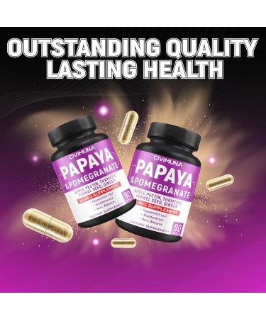 CIVIMUNA Papaya Capsules with Papaya Pomegranate Apple Pectin and More - 90 Capsules for 3 Months Supply - Buy Online on GoSupps.com