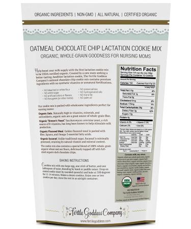 Organic Lactation Cookie Mix for Nursing Moms - Oats, Brewer's Yeast, Flaxseed - Boosts Breast Milk Supply (Oatmeal Chocolate Chip) - Buy Online on GoSupps.com