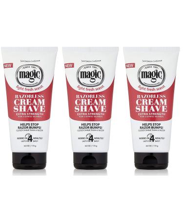 MAGIC Razorless Cream Shave Extra Strength, 6 Ounce, (Pack of 3)
