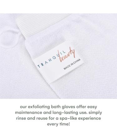 Tranquil Beauty Exfoliating Gloves - 2pcs Charcoal Infused Body Scrub Gloves for Bath & Shower - Deep Exfoliator for Dry Skin - Hammam Style - Buy Online on GoSupps.com