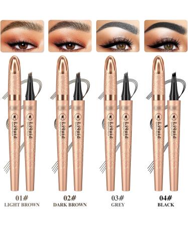 3D Waterproof Microblading Eyebrow Pen Natural Brows Eyebrow Pencil with 4 Fork Tip Magical Liquid Eyebrow for Makeup Beginners (Black) - Buy Online on GoSupps.com
