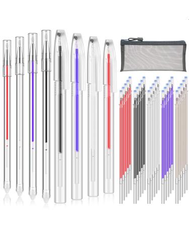 Outus 8 Pieces Heat Erase Pens Fabric Marking Pens Heat Erasable Pens with  56 Pieces Refills for Quilting, Sewing, DIY Dressmaking