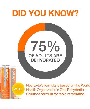 Hydralyte Effervescent Electrolyte Tablets - Natural Orange Flavor - 20 Count (2.4 oz) - Buy Online on GoSupps.com