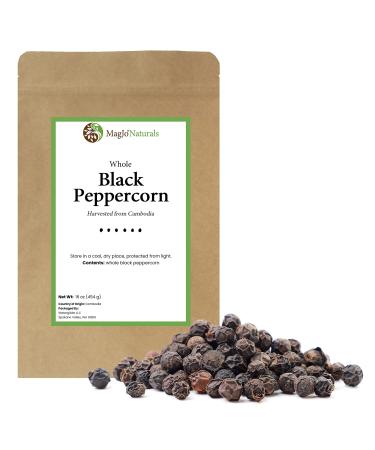 MagJo Naturals Black Peppercorn (whole) | Exclusive Cambodian Memot Black Pepper | 16 Ounce Bag