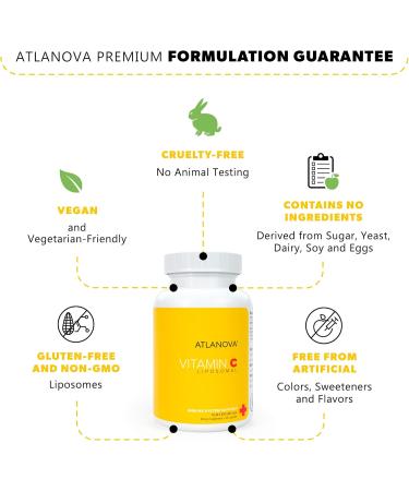 ATLANOVA True Liposomal Vitamin C 1000mg Capsules Vegan Best Natural Non GMO Made in USA Antioxidant Maximum Absorption Immune System Support & Collagen Booster Liposome Lab Formula Supplement - Buy Online on GoSupps.com