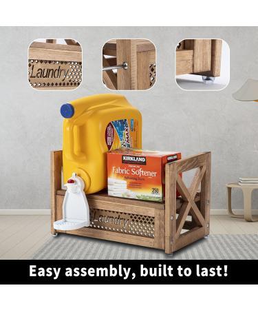 Wall-Mountable Laundry Detergent Organizer Light Brown Wooden Holder for Farmhouse Laundry Room Organization - Buy Online on GoSupps.com