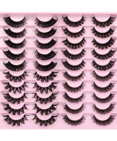 20 Pairs Mink Wispy Cat Eye False Eyelashes by Mavphnee - D Curl, 3D Dramatic Long Thick Russian Strip Lashes - Buy Online on GoSupps.com