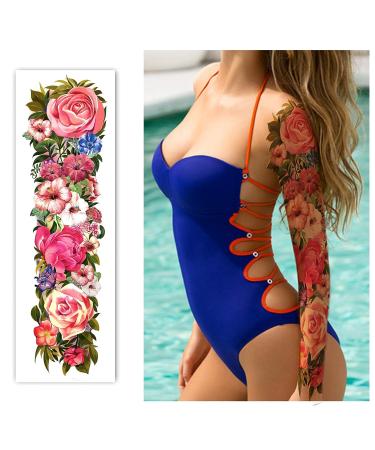 Waterproof Temporary Tattoo Stickers - Full Arm 8 Sheets & Half Arm Shoulder 10 Sheets for Girls - Extra Large & Long Lasting (22.83X7.1) - Buy Online on GoSupps.com