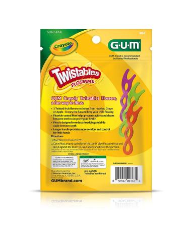 GUM Crayola Twistables Flossers - Fluoride Coated, Twisted Fruit Flavors - 75 Count, Ages 3 - Buy Online on GoSupps.com