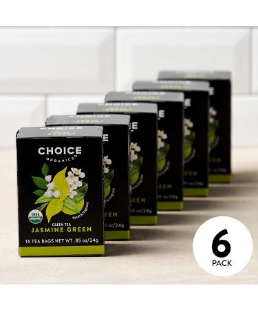 Choice Organics Organic Jasmine Green Tea (6 Pack) - Fair Trade - Compostable - Contains Caffeine - 96 Organic Green Tea Bags - Jasmine Blossom Scent - 16 Count (Pack of 6) - Buy Online on GoSupps.com