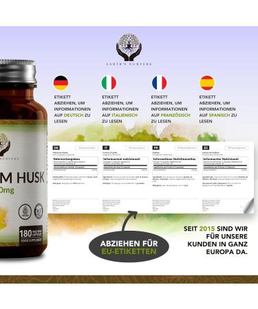 En Psyllium Peel Capsules | 180 Vegan Tablets | Ground Flea Seeds | 1000mg Psyllium Husk Fiber | Gluten & Dairy Free Supplement - Buy Online on GoSupps.com