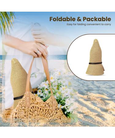 Simplicity Wide Brim Straw Sun Hat with Lanyard | UPF Summer Hat for Women in Ivory Black - Buy Online on GoSupps.com