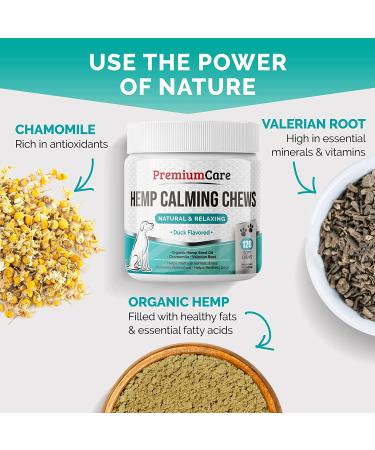 Premium Care Hemp Calming Chews for Dogs | Made in USA | 120 Count Duck Flavor - Anxiety Relief for Dogs, Separation, Barking, Stress, Thunderstorms | 9.3 oz - Buy Online on GoSupps.com
