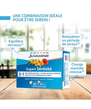 JUVAMINE - Serenity - Nervous Balance - Promotes Relaxation and Relaxation - Based on Plants and Minerals - Magnesium Vitamin B6 Rhodiola - 60 Tablets - Made in France - Buy Online on GoSupps.com