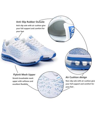 Azooken Running Shoes for Men & Women - Sports Jogging Tennis & Outdoor Fitness Sneakers (EU 36-47) - White & Blue - Buy Online on GoSupps.com