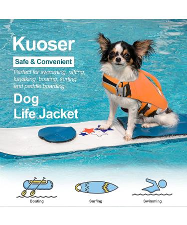 Kuoser Dog Life Jacket - Adjustable Reflective Pet Life Preserver for Small, Medium, and Large Dogs - High Flotation for Pool, Beach, Boating - Large, Yellow (Chest Girth 22.8-29.5'') - Buy Online on GoSupps.com