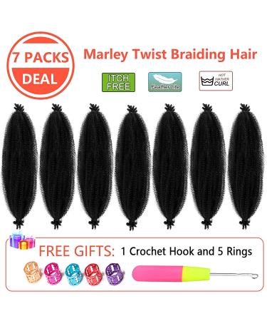 Pre-Fluffed Spring Twist Hair 16 Inch 7 Packs 1B# - Soft Springy Pre-Stretched Marley Twist Braiding Hair for Black Women - Crochet Hair Extensions - Twisted Up Crochet Braids - Buy Online on GoSupps.com