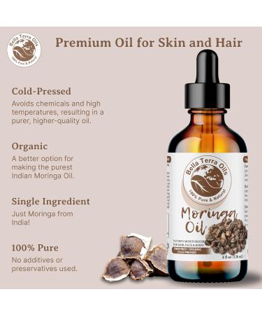 Bella Terra Oils - Organic Moringa Seed Oil 2oz - A Blend of Nature's Best High in Oleic Acid & Vitamin E For a Touch of Luxurious Smoothness 2 Fl Oz (Pack of 1) - Buy Online on GoSupps.com