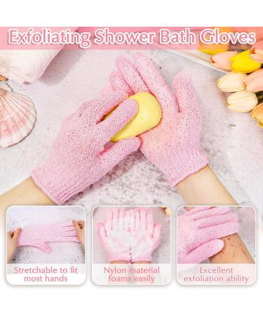 Anezus Exfoliating Shower Bath Gloves Back Scrubber Set - Pink | Body & Face Exfoliator for Shower & Bath - Buy Online on GoSupps.com