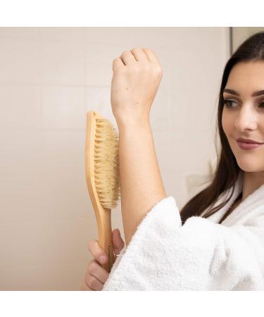 GranNaturals Dry Skin and Body Brush - 11.4 Inches - Exfoliate, Improve Blood Circulation, Reduce Cellulite - Natural Bristle Brush for Back, Legs, Feet - Buy Online on GoSupps.com
