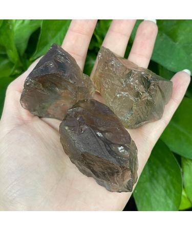 Natural Crystal Rough Natural Brown Crystal Rough Stone Specimen Minerals Fish Tank Stone Home Decor Can be Used for Home Office Decoration (Size : 70-90G)