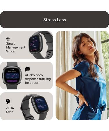 Fitbit Sense 2 Advanced Health & Fitness Smartwatch | Manage Stress & Sleep | ECG, SpO2, 24/7 Heart Rate, GPS | Shadow Grey/Graphite | One Size with S & L Bands - Buy Online on GoSupps.com