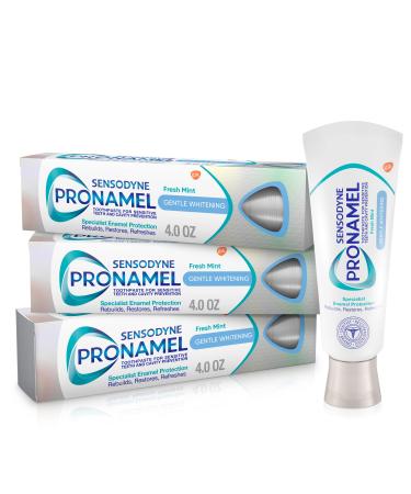 Sensodyne Pronamel Gentle Teeth Whitening Enamel Toothpaste for Sensitive Teeth to Reharden and Strengthen Enamel Amazon Exclusive Fresh Mint - 4 Ounces (Pack of 3)