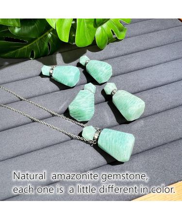 Ubrand Gemstone Perfume Bottle Pendant | Essential Oil Diffuser | Natural Crystal Agate Jewelry Long Necklace (Amazonite S) - Shop Now - Buy Online on GoSupps.com