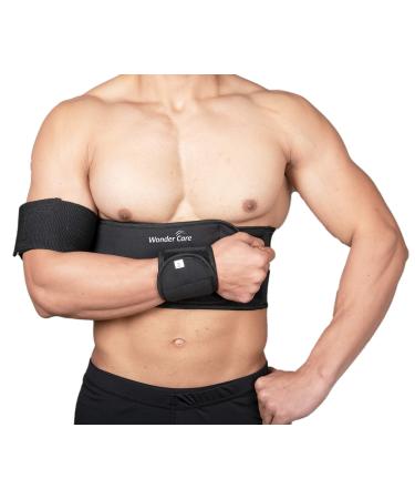 Wonder Care Left Right Shoulder Immobilizer Arm Sling Elastic Brace for Clavicle Collar Bone Dislocation Subluxation Shoulder stabilizer Compression Brace After Rotator Cuff Surgery Sling Black Special (42-54 Inches)
