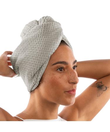 UB-STORE Luxury Grey Microfiber Hair Towel Wrap - Ultra Absorbent  Quick Dry & Soft Head Turban - for All Women & All Hair Types  Drying Curly  Wet Long & Thick Hair 1 Luna Grey