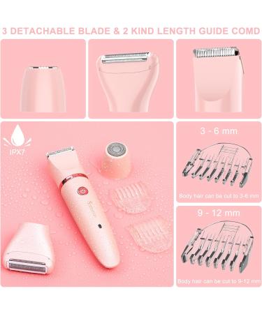 Scottomon Electric Bikini Trimmer Set for Women | Waterproof Cordless 3-in-1 Body Hair Shaver & Groomer - Ideal for Face & Body | Pink - Buy Online on GoSupps.com