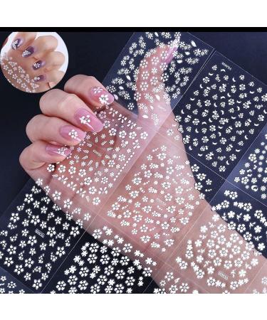White Flowers 3D Nail Art Stickers - 30 Self-Adhesive Holographic Floral Decals for Manicure - Nail Supplies for Women and Girls - Buy Online on GoSupps.com