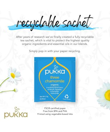 Pukka Three Chamomile Organic Herbal Tea with African Egyptian and European Chamomile Flower for a Relaxing Moment(4x20 Tea Bags) Three Chamomile 20 Count (Pack of 4) - Buy Online on GoSupps.com