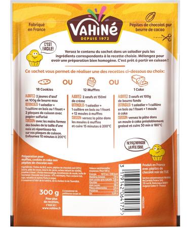 VAHIN - 3 in 1 chocolate chip preparation for muffins cookies and dark chocolate chip cake 300g - Buy Online on GoSupps.com