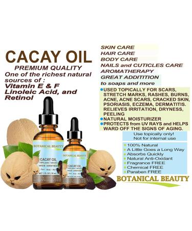 Botanical Beauty CACAY OIL 100% Pure Natural Virgin Unrefined Cold-Pressed Carrier Oil WILD GROW 0.5 Fl Oz 15 ml For Face Skin Body Hair. Anti Wrinkle Face Oil Natural Retinol Vitamin A Vitamin E - Buy Online on GoSupps.com