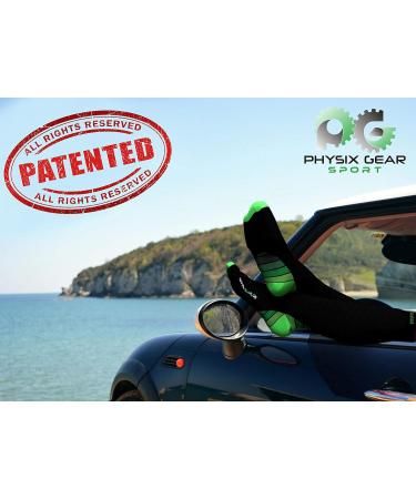 Physix Gear Compression Socks (20-30 mmHg) for Men & Women - XXL Black/Green - Ideal for Running, Nurses, Shin Splints, Flight Travel, Maternity - Boost Stamina and Recovery - Buy Online on GoSupps.com
