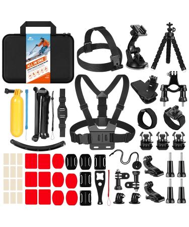 HONGDAK Action Camera Accessories Kit for GoPro Hero 11 10 9 8 7 6 5 4 3 3+, for Gopro Accessory with Carry Bag for Universal Action Camera GoPro Max GoPro Fusion Insta360 DJI Osmo AKASO and More